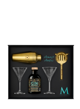 Momento Martini Gin Black Pack with 2 Martini Glasses, 1 Boston Glass, and 1 Dora Strainer