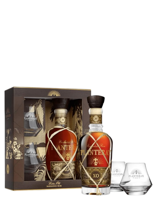 Rum Planteray Xo Barbados 20th Anniversary in Case with 2 Glasses