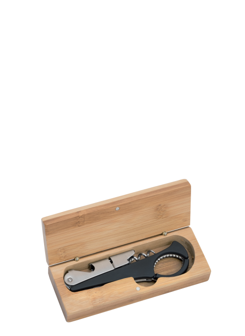 Corkscrew with bamboo case