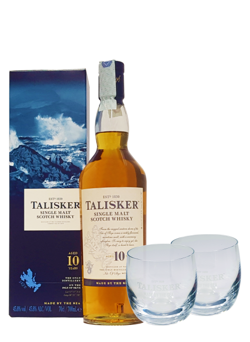 Box Talisker Single Malt 10 y.o. + 2 Bicchieri