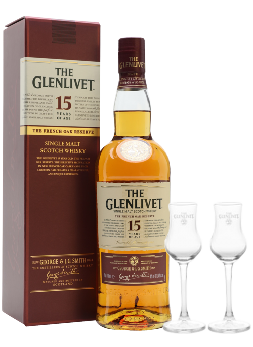 Glenlivet 15 years of age + 2 bicchieri