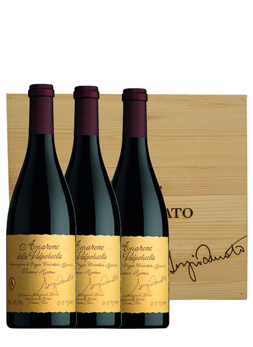 Vertical Amarone Riserva Sergio Zenato with wooden case