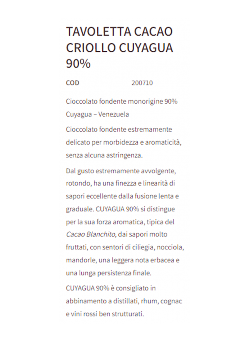 Tavoletta Cuyagua 90% Criollo Maglio