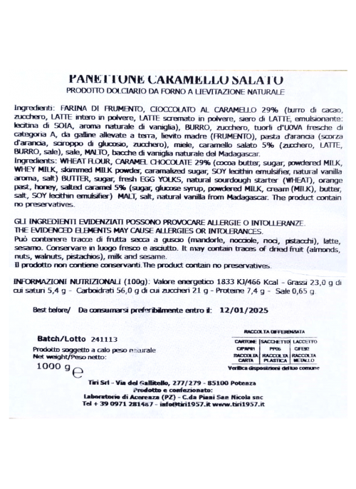 Panettone Caramello Salato Tiri NV